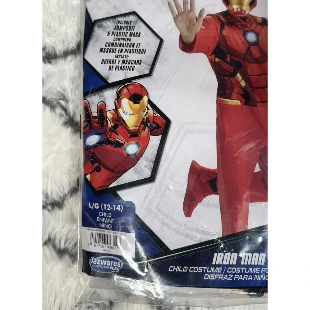 MARVEL Avengers Iron Man Jumpsuit Mask Costume Cosplay Child L (12-14) *NEW*